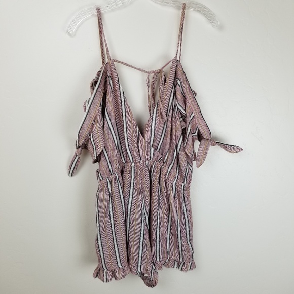 TOPSHOP - Strpe cold shoulder playsuit size M - Picture 4 of 8